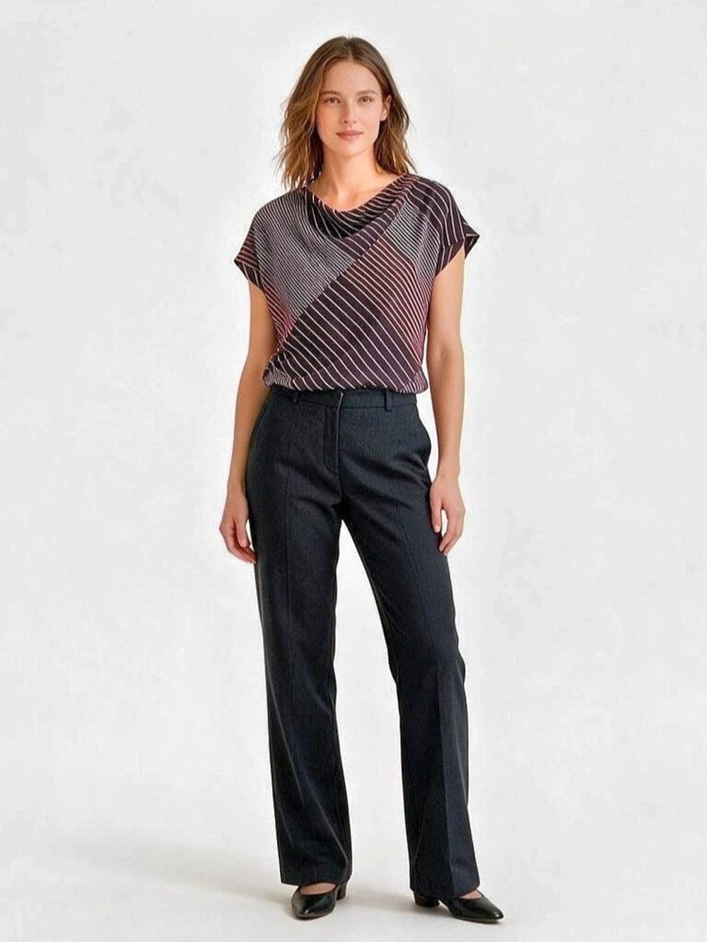 Ann Taylor Geometric Short Sleeve Blouse in Purple & Red Size Small NWT